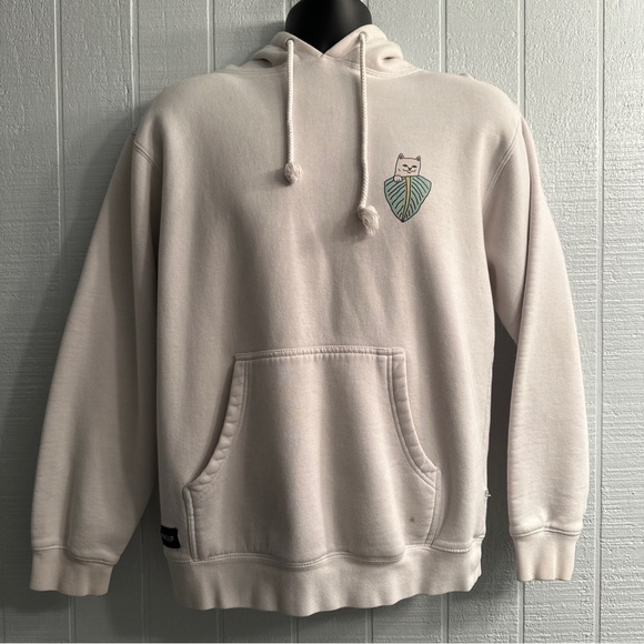 RipnDip White Hoodie Sweatshirt Cat Woman Necklace Leaf Graphic Read Description - Picture 2 of 12